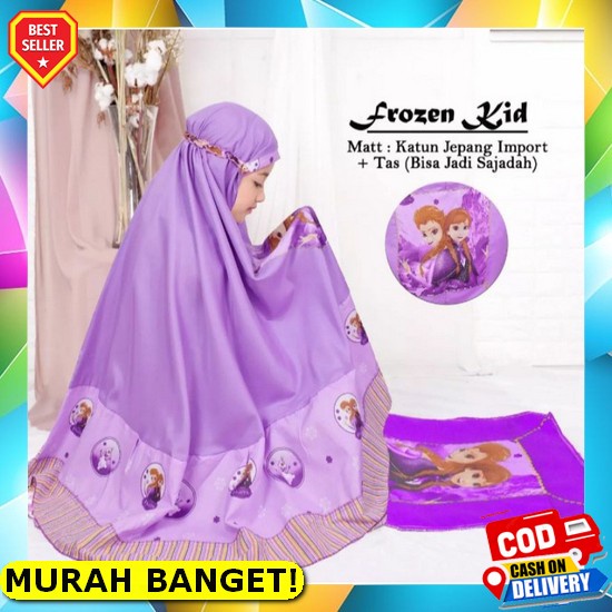 Mukena Anak Perempuan Katun Jepang Bordir Edisi Lebaran Polos Rayon Bali D6X6 2 - 12 Tahun Kekinian 