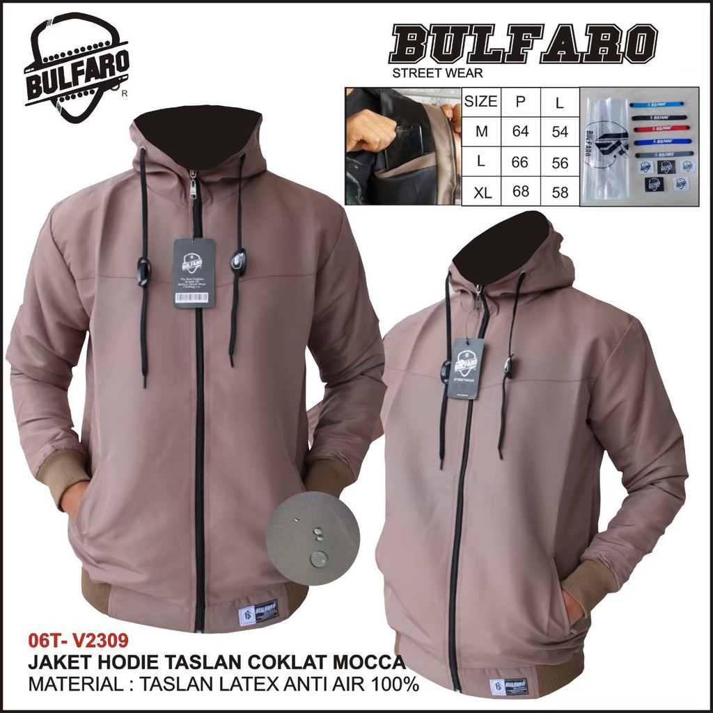 [ BAYAR DI TEMPAT / COD ] JAKET HOODIE PRIA ANTI AIR ORIGINAL BULFARO