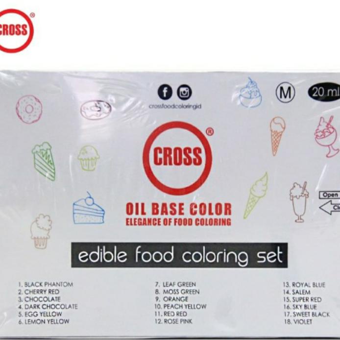 

PEWARNA MAKANAN CROSS 18 WARNA ISI 20 ML