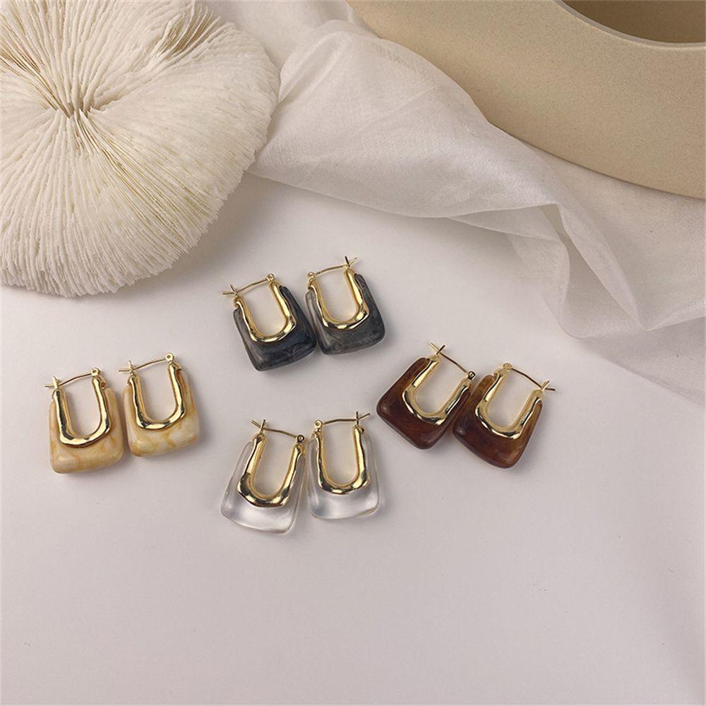 R-bunga Anting Pesta Wanita Gadis Anting Akrilik Resin Tidak Teratur Geometris Drop Earrings