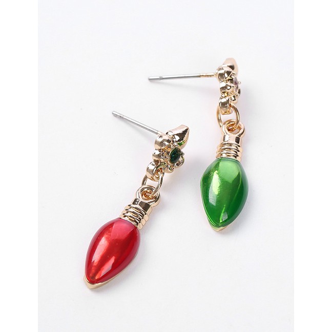 LRC Anting Tusuk Fashion Traffic Light Christmas Tree Red Light Green Light Asymmetrical Earrings