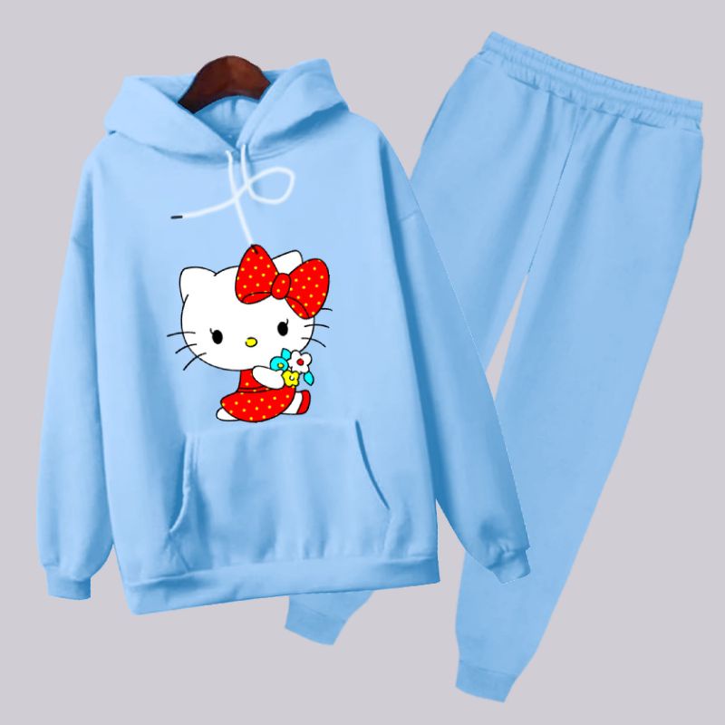 setelan hoodie anak celana panjang/hoodie hello kit/usia 3-17 tahun/bisa COD