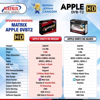 SET TOP BOX TV DIGITAL MATRIX DVB T2 APPLE HD EWS/SET TOP BOX TV DIGITAL HD EWS APPLE MERAH