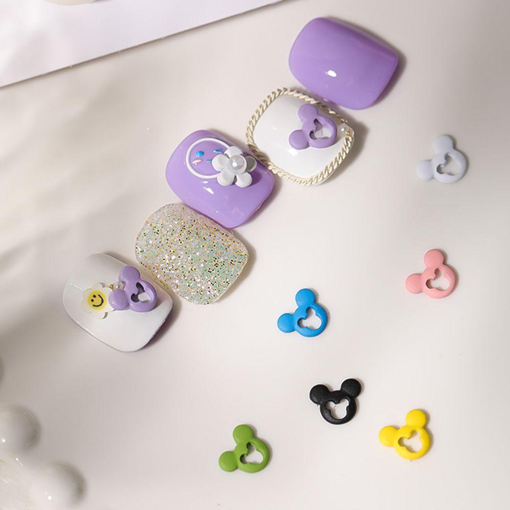 AUGUSTINA Agustina Mickey Kepala Nail Art Perhiasan Indah Berongga Perhiasan Mickey Mouse DIY Nail Art Ornamen