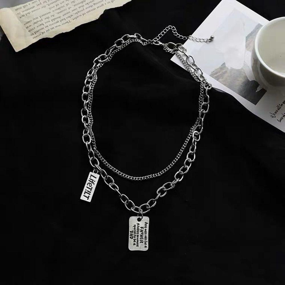 Mxbeauty Gaya Korea Kalung Retro Sederhana Perempuan Klavikula Rantai Sweater Double-layer Kalung Pria Kalung Punk Kalung