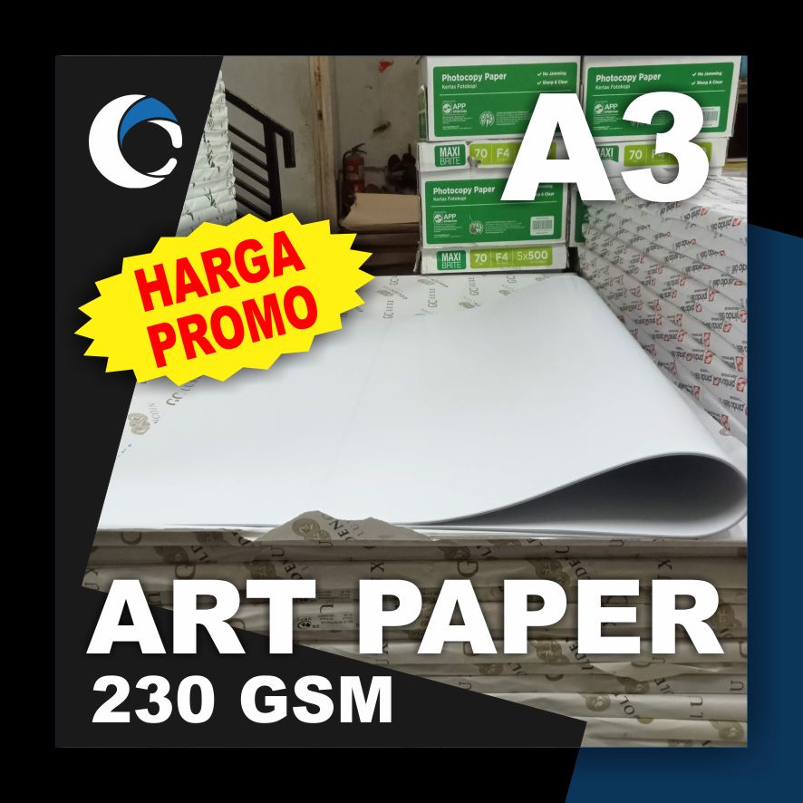 

KERTAS ART PAPER / ART CARTON 230 GSM Uk [ A3 ] 29.7 cm X 42 cm ( 50 LEMBAR )