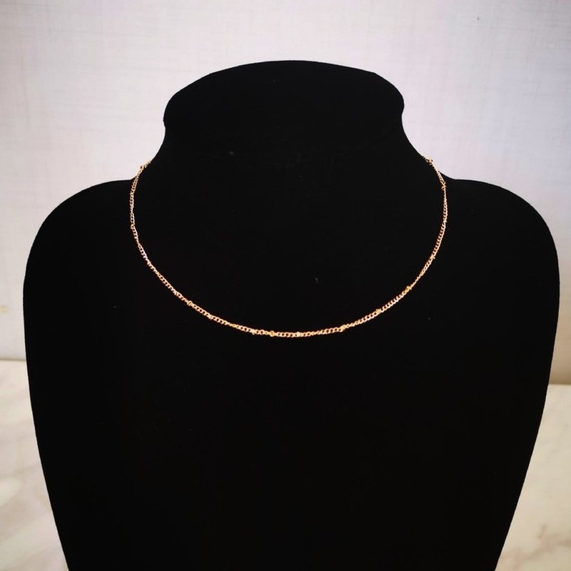 Textured pure copper peas chain plated simple stacked belt wild clavicle chain