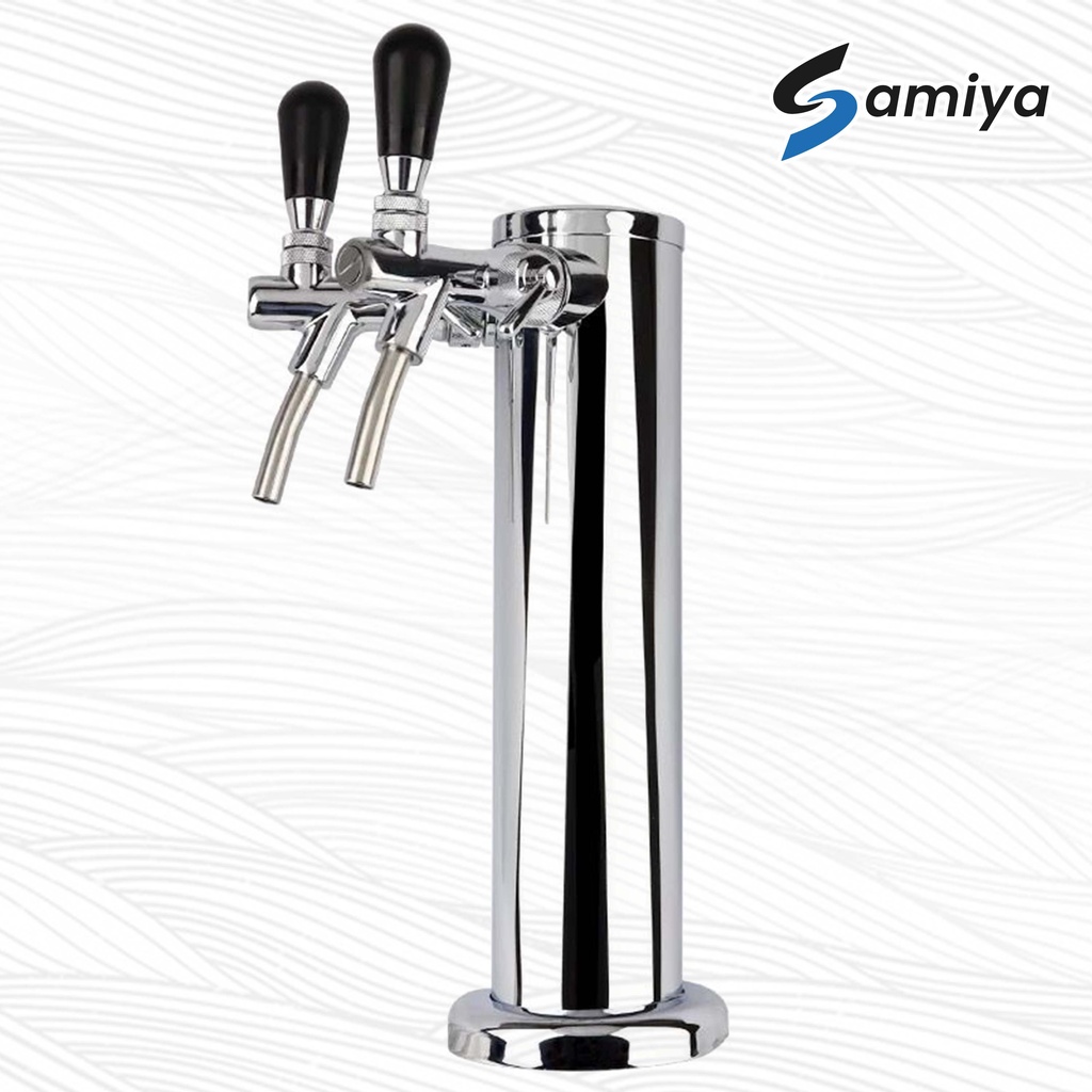 beer tower double tap with flow control / kran mesin kegerator dispenser stainless