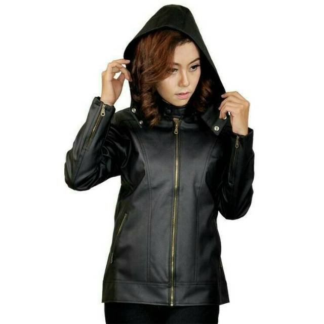 Jaket kupluk wanita/ jaket Hoodie wanita/ jaket ggs wanita/ jaket kulit wanita size M L XL