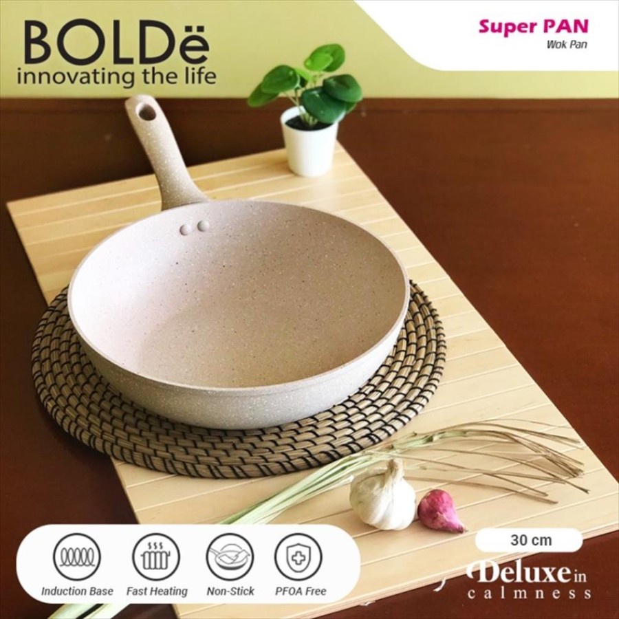 BOLDE Super Pan WOK 30 cm - BEIGE - Wajan Kompor Induksi