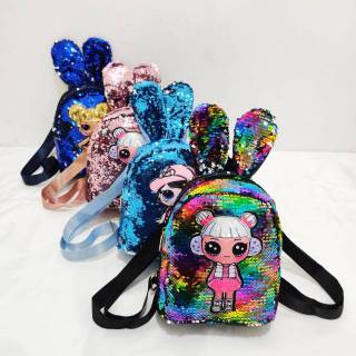  TAS  RANSEL SEQUIN TAS  LOL  MINI TELINGA KELINCI GLITTER 