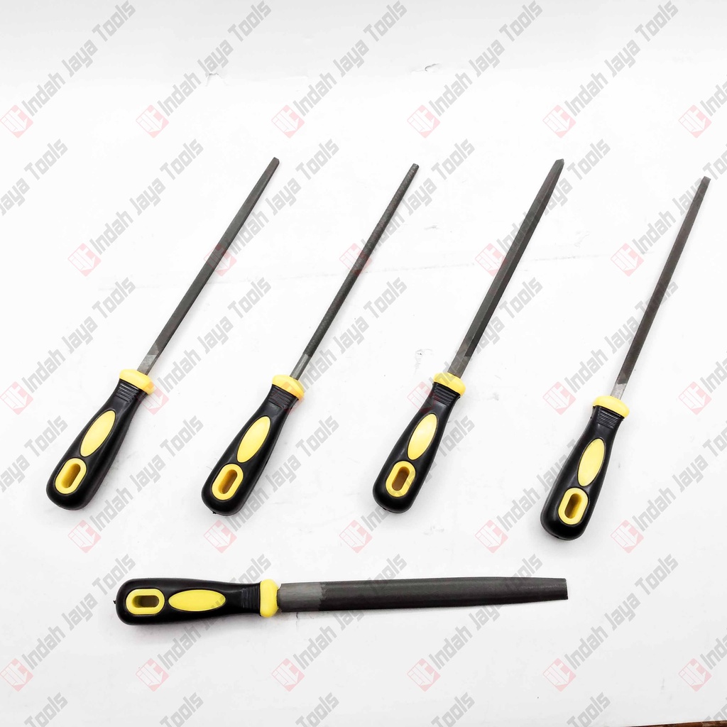 BRANO Kikir Besi 8 Inch Set 5 Pcs 1 Set Kotak Segitiga Alat Asah Besi