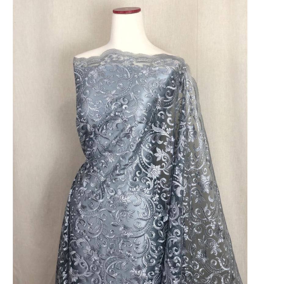 GROSIR 1/2 meter Kain Kebaya BROKAT TILE PRANCIS  motif bunga full