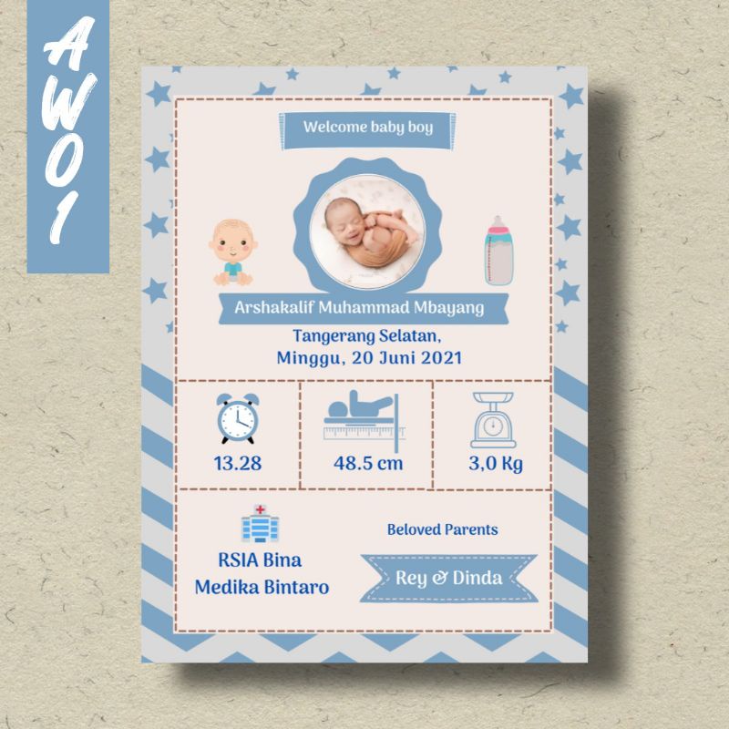 [Soft File] Desain biodata bayi , Kado ulangtahun, dekorasi rumah-1