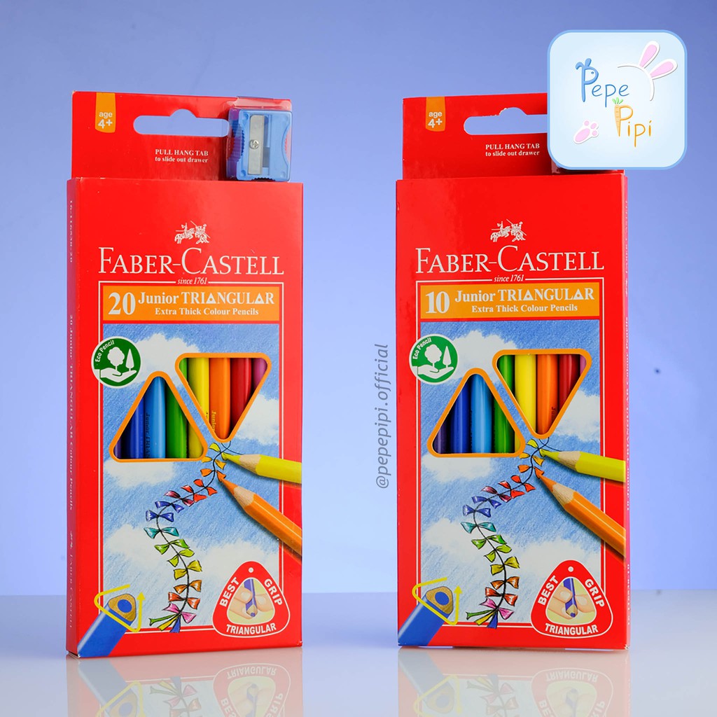 Pensil Warna Faber Castell Junior Triangular 10 &amp; 20 Pcs Colour Pencil Alat Tulis Anak Sekolah