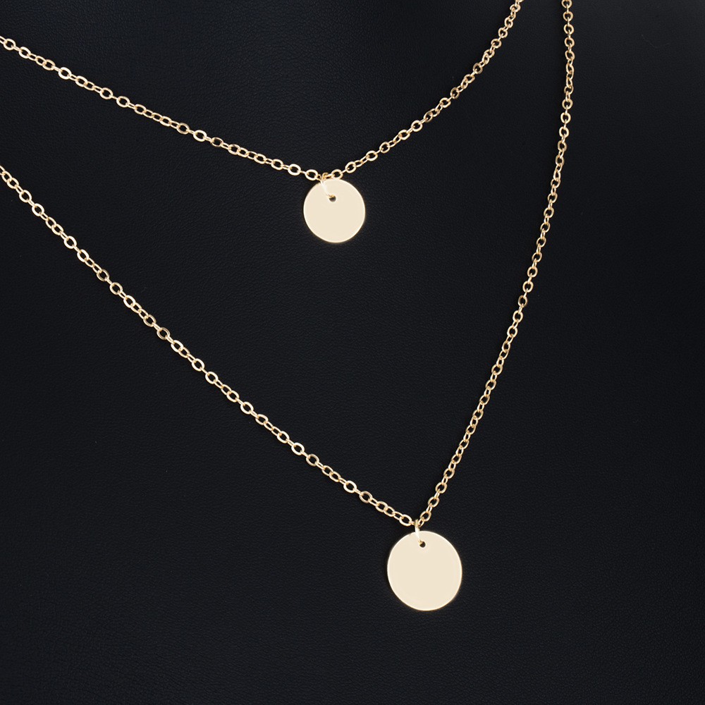 Fashion Sequin Kalung wanita Sederhana Double Necklace kalung emas aesthetic