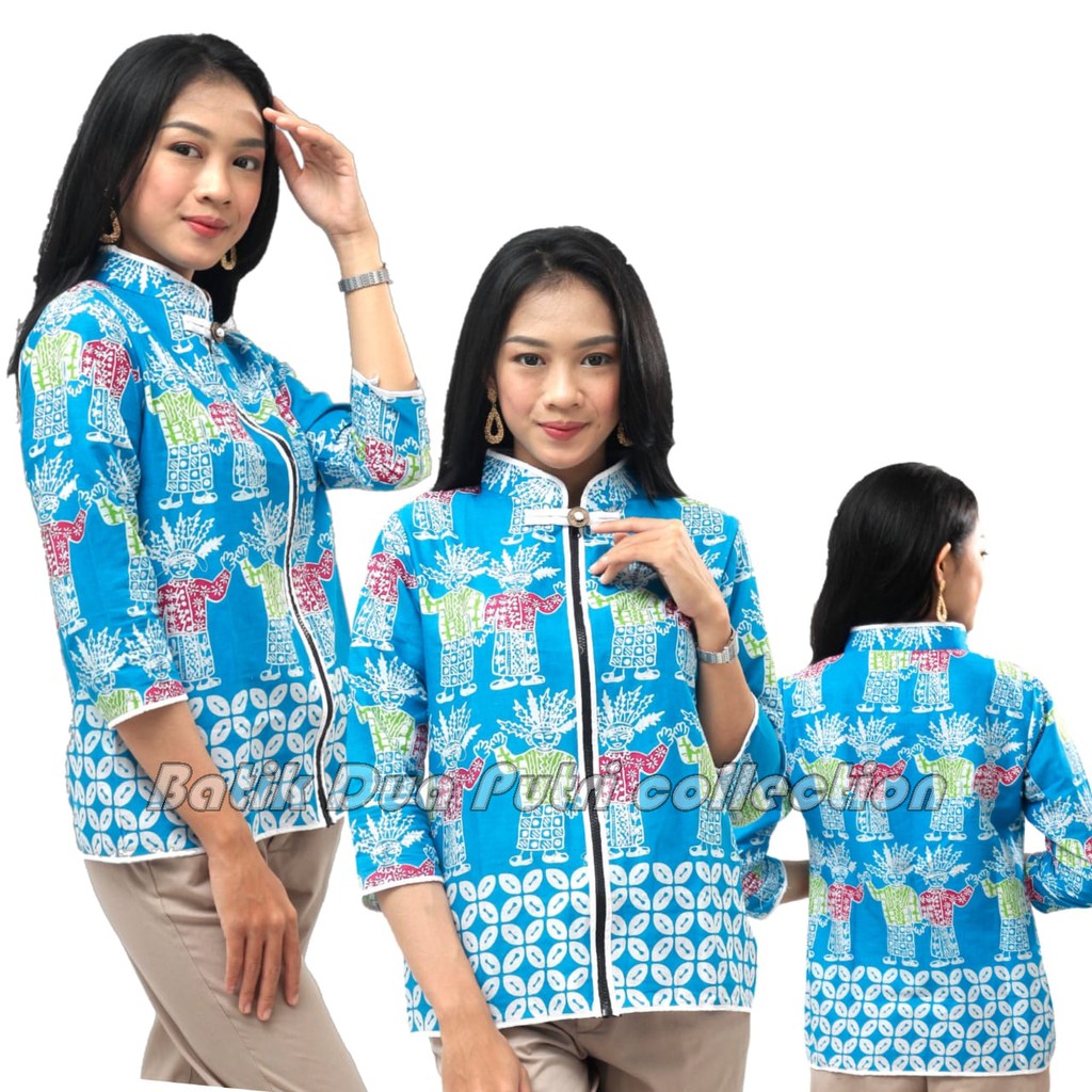 Batik Wanita Atasan Batik Blouse  Motif Ondel Ondel Jakarta READY S-M-L-XL-XXL-3L-4L-5L