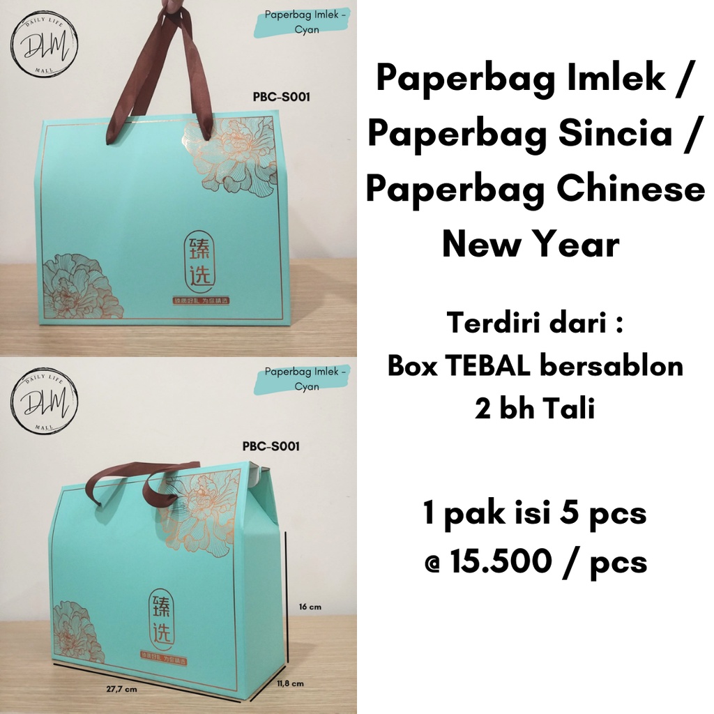 

1 pak isi 5 pcs Paperbag Imlek / Paperbag Sincia / Paperbag Chinese New Year - Sedang