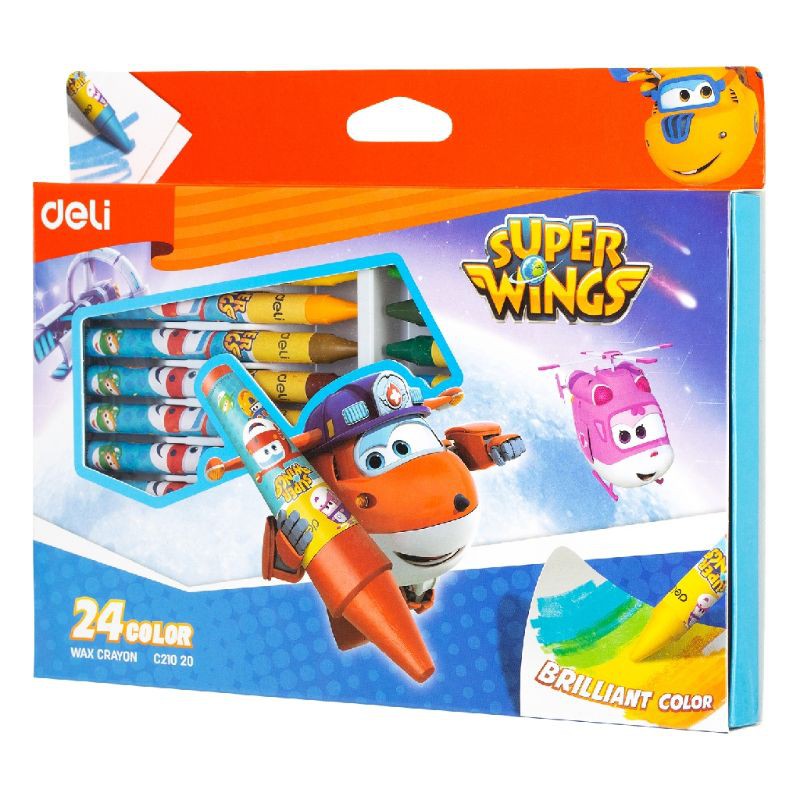 

Deli Super wings wax crayon Round barrel 24 warna