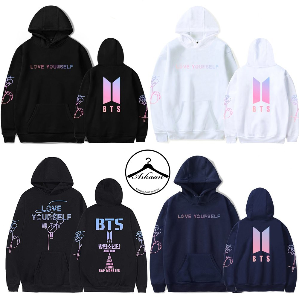 [ Bayar Di Tempat] Jaket Sweater Hoodie Pria / Wanita  Love Yourselft  Gradasi Warna EXO Korea BTS