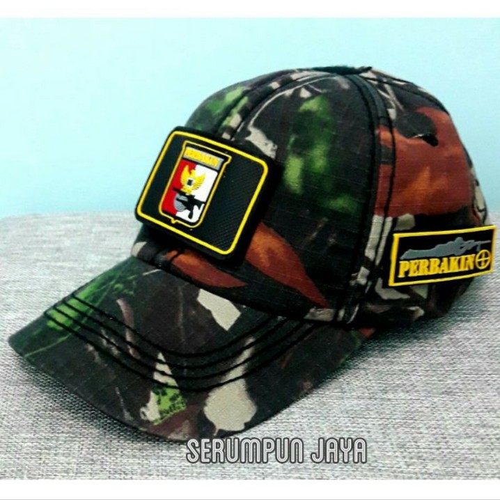 TOPI PERBAKIN CAMO - TOPI LOGO PERBAKIN KOTAK CAMO 3PATCH VELCRO