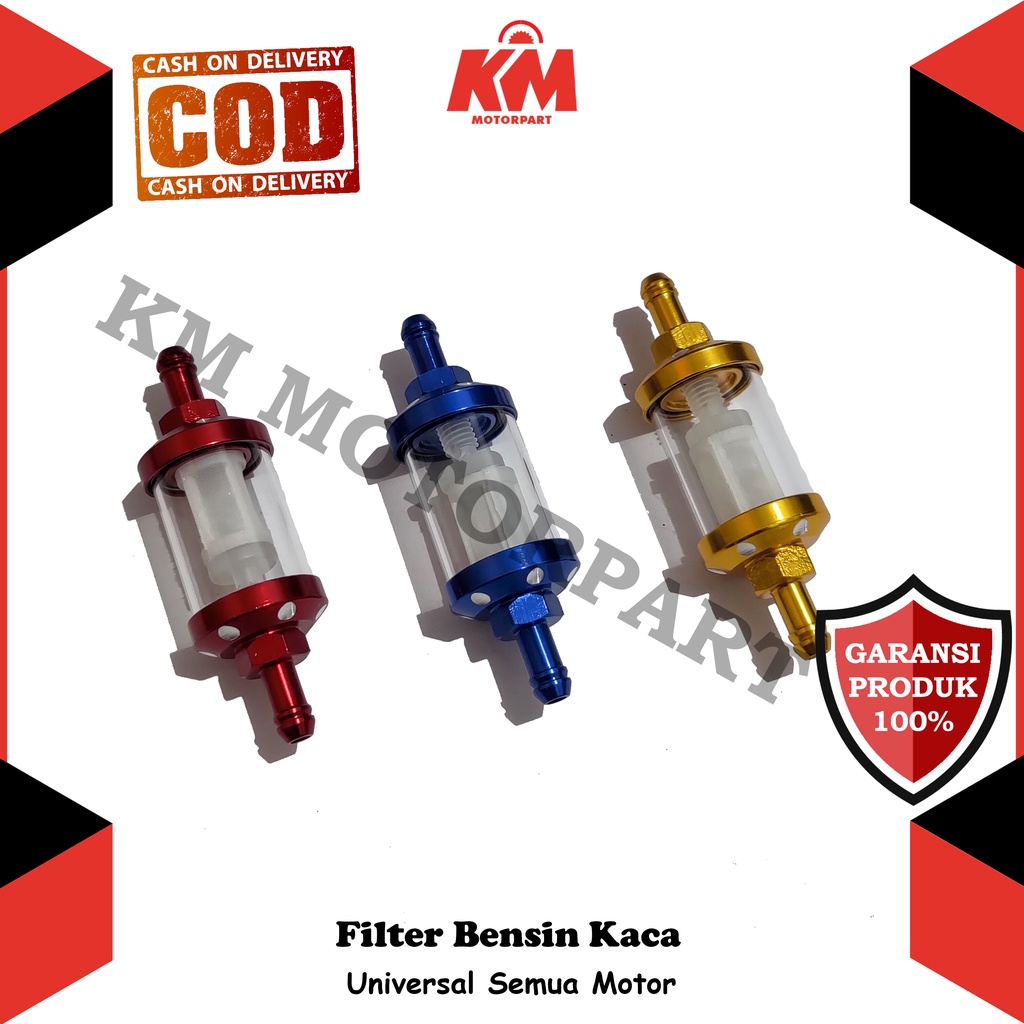 Filter Bensin Motor Kaca CNC Saringan Bensin Variasi Universal Beat Mio Vario Scoopy Mx Lexi Aerox Nex Dll