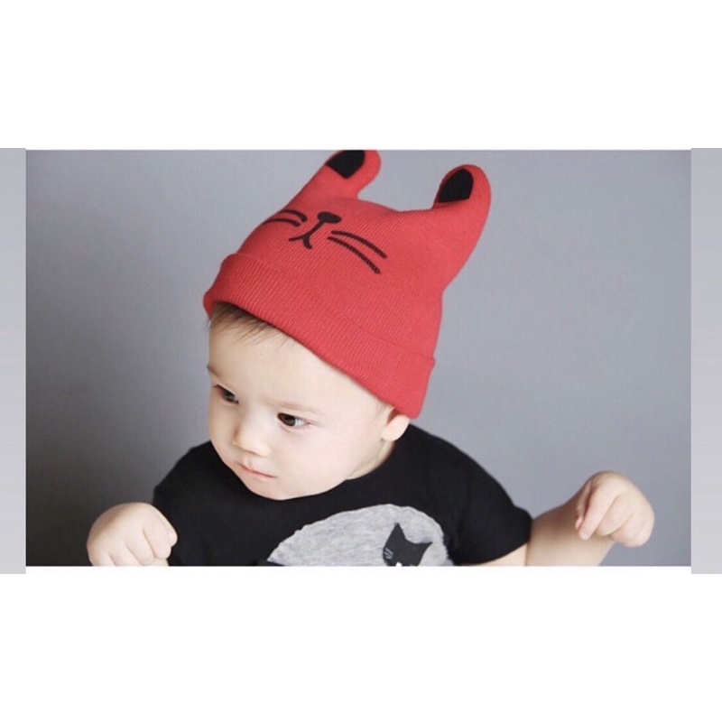 topi rajut anak motif kucing