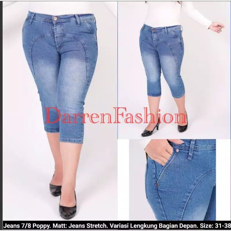 Celana Jeans Poppy 7/8. Celana Jeans 7/8 Terbaru. Celana 7/8 BigSize Murah