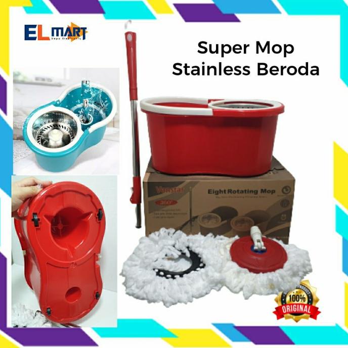 ~~~] Alat Pel Lantai Super Mop Stainless Beroda Vanstar Rotating Mop 360
