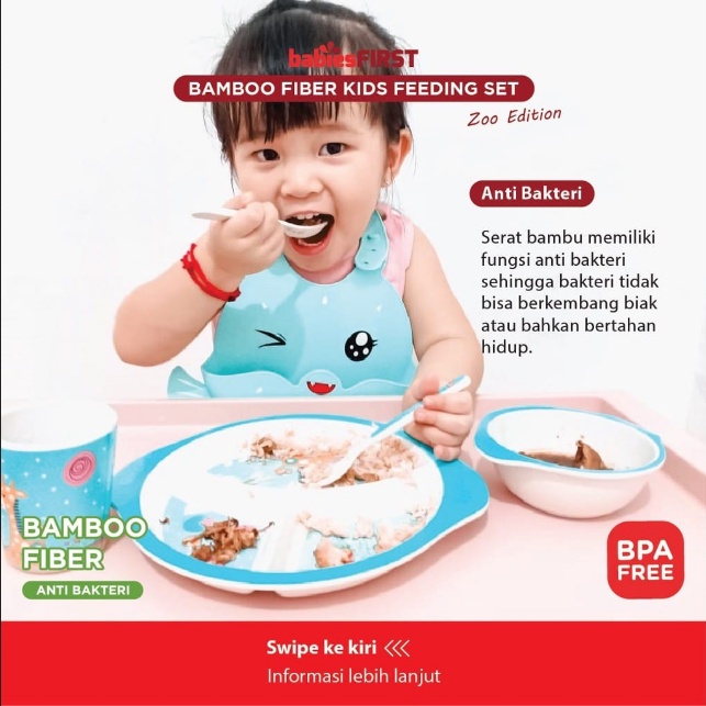 MAK296 BABIESFIRST PERLENGKAPAN MAKAN BAMBOO FIBER FEEDING SEET ZOO EDITION BF502