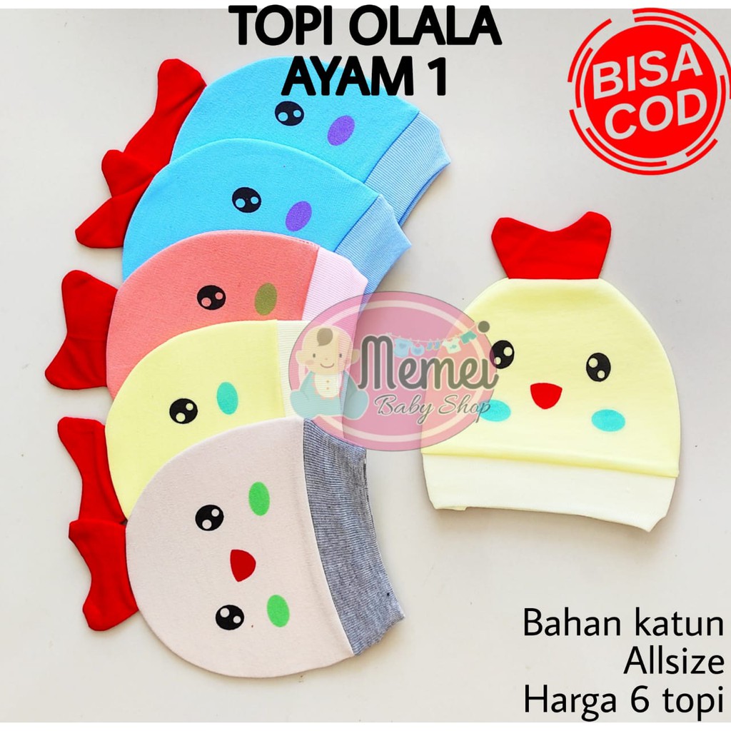 1 LUSIN (12 pcs) Topi bayi OLALA harga grosir TERMURAH