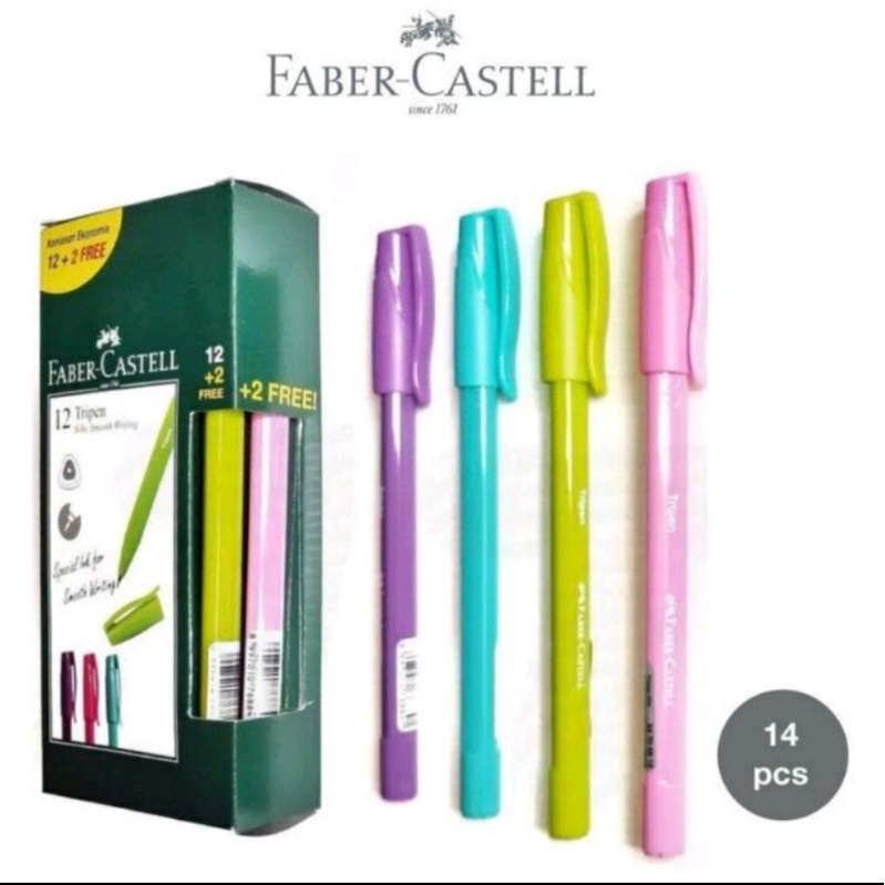 

Faber-Castell Pulpen/Ballpoint Tripen 0.7mm Black Ink (12 +2 FREE)