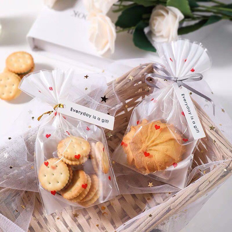 PLASTIK COOKIES PUTIH POLKADOT LOVE 10*15.5CM HARGA 10 PCS