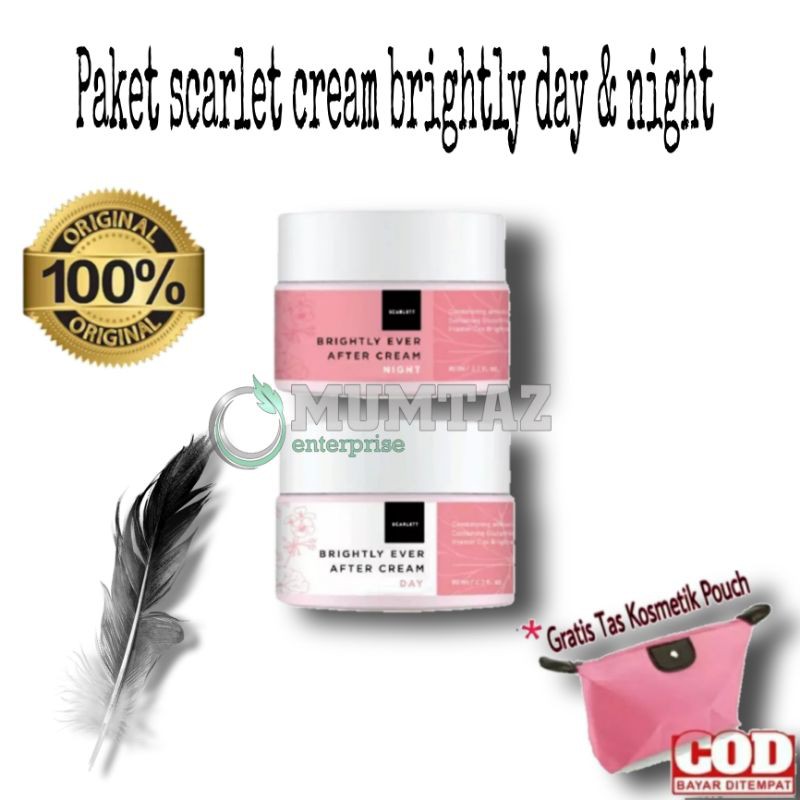 Scarlet whitening cream day & night siang malam brighly after day cream pemutih wajah