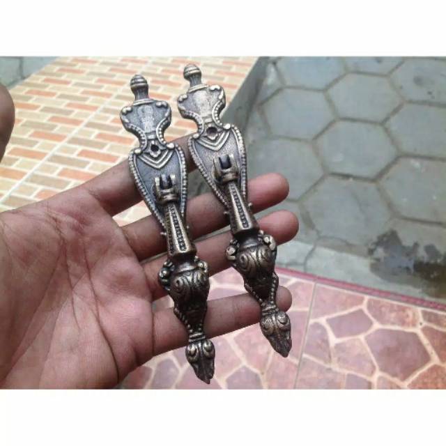 Handle / Tarikan Laci Lemari &amp; Kunci Gerobok Kuningan Antik Murah 13cm