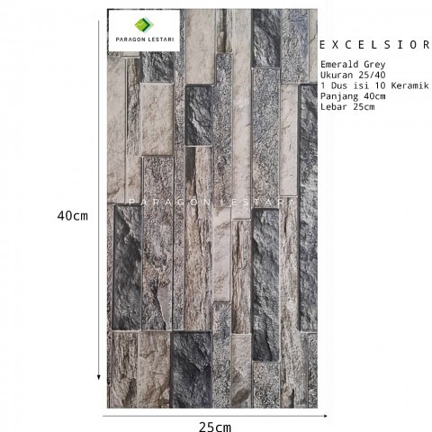 KERAMIK EXCELSIOR 25/40 EMERALD GREY KWALITAS 2
