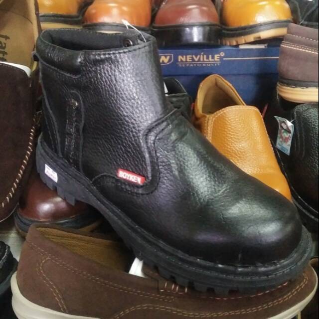 SEPATU SAFETY KULIT ASLI MURAH BAGUS BOYKEN HITAM