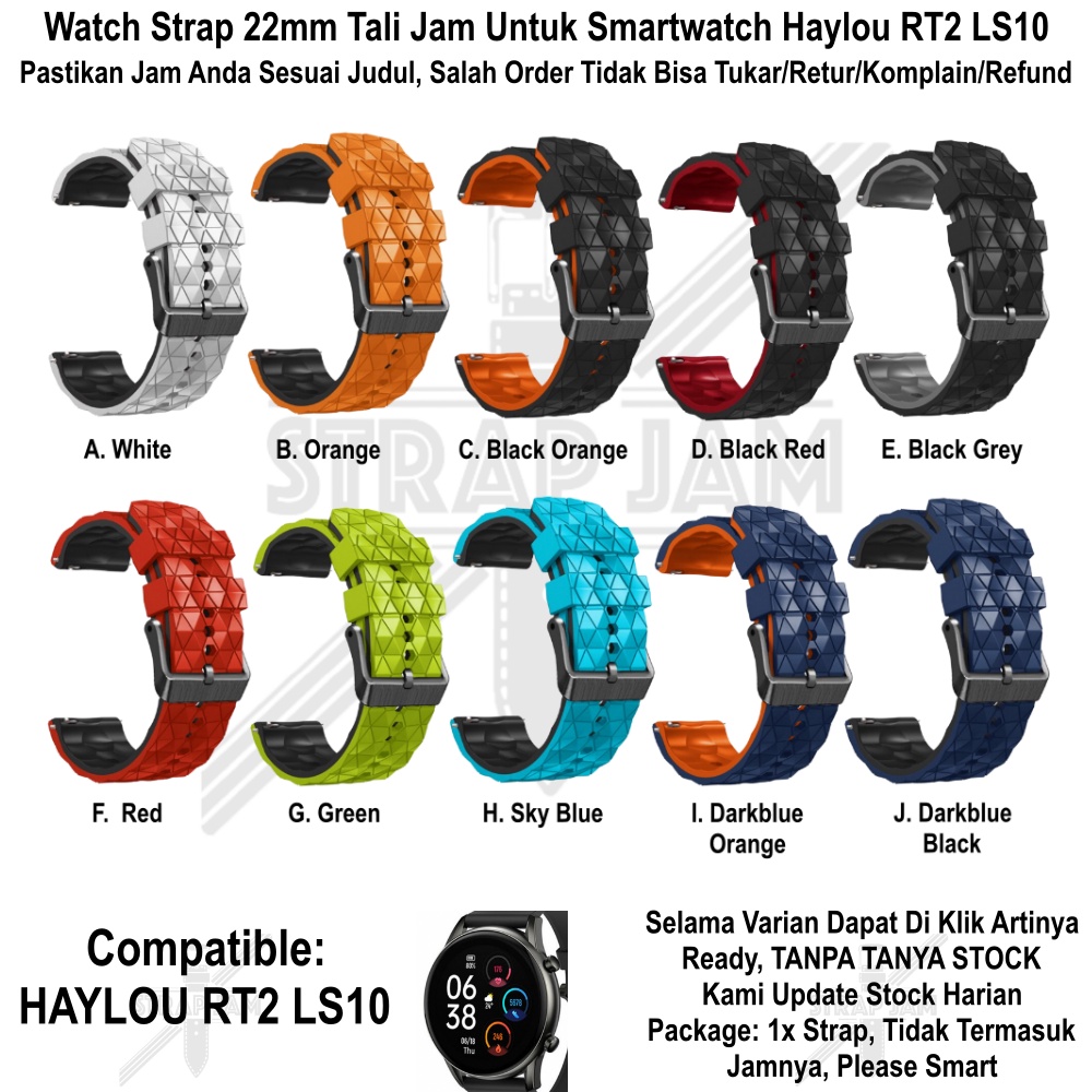 HPF 22mm Tali Jam Haylou RT2 LS10 - Strap Rubber Silikon Sporty Keren