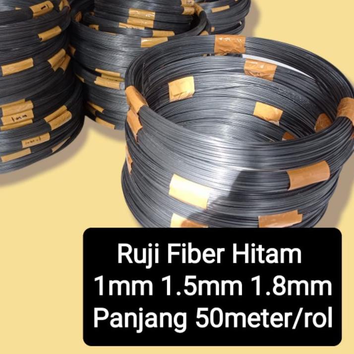 Modern.. Ruji fiber hitam 1mm 1.5mm 1.8mm 50meter untuk sangkar, kandang Pcmi