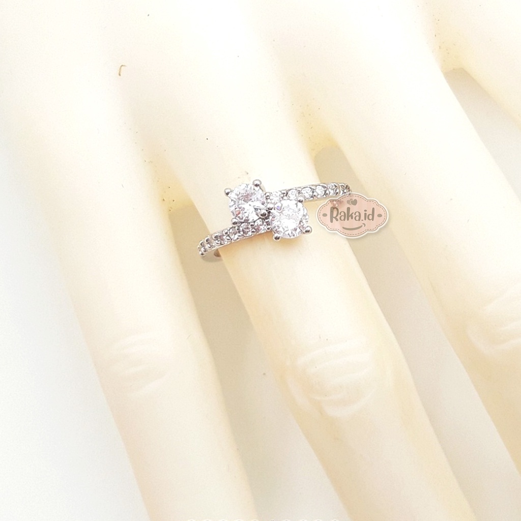 Cincin Wanita / Cincin Dewasa Motif Baris 2 Bulat 4mm Aksesoris Perhiasan Wanita 951