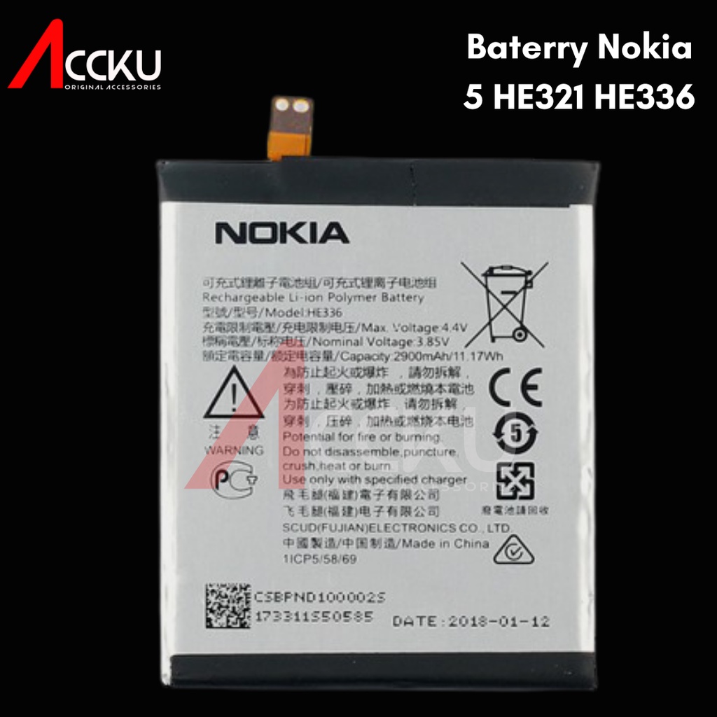 BATRE BATTERY BATERAI NOKIA 5 HE321 HE336 ORIGINAL