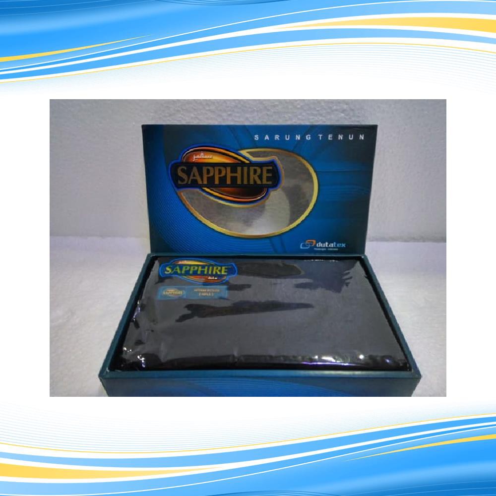 1 KODI 20 BH KAIN SARUNG MUSLIM PRIA DEWASA MERK SAPPHIRE HITAM Best Quality