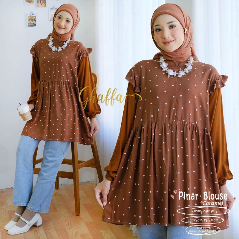 PINAR BLOUSE BY GHAFFA THE LABEL / BLOUSE MOTIF WANITA MUSLIMAH / Rayon viscose ld110