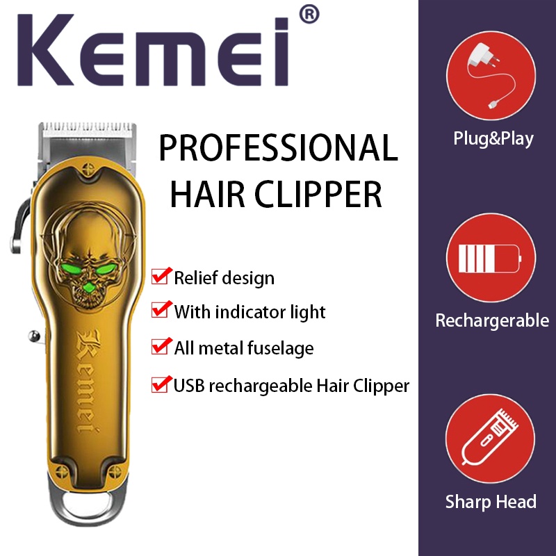 Kemei hair trimmer km1961 professional rechargeable hair clipper haircut oil head clipper hair carving engraving barber clipper