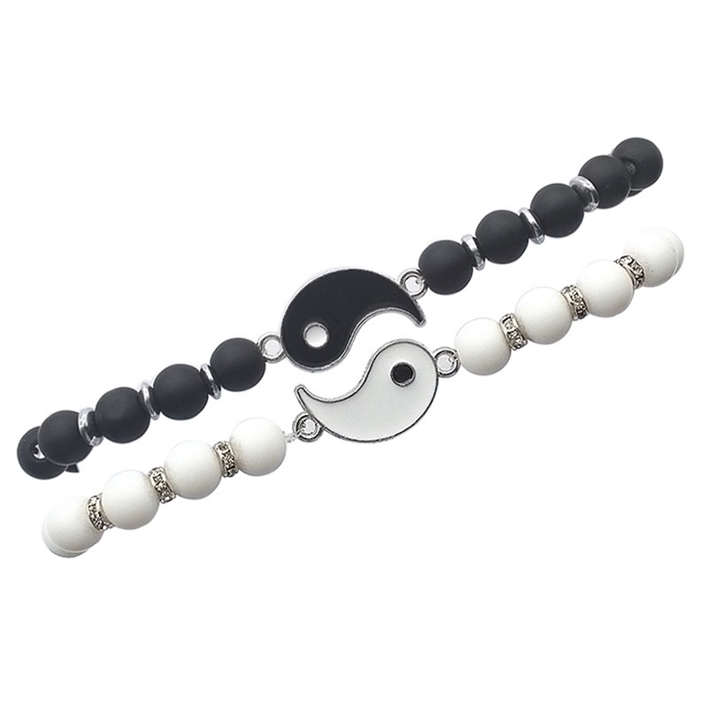 Set Gelang Rantai Dengan Charm Yin Yang Tai Chi Bagua Untuk Wanita