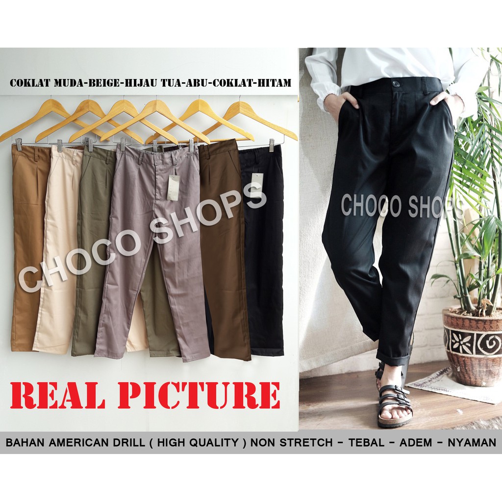  CELANA  KERJA  WANITA POLOS AMERICAN DRILL Shopee  Indonesia