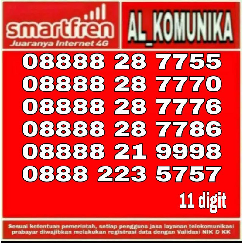 Nomor cantik smartfren 11 digit rapih murah
