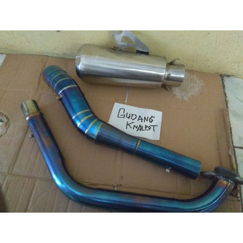 knalpot racing fullsystem Vixion CBR CB150R Fu Sonic mx old/new pipa leher bluemoon