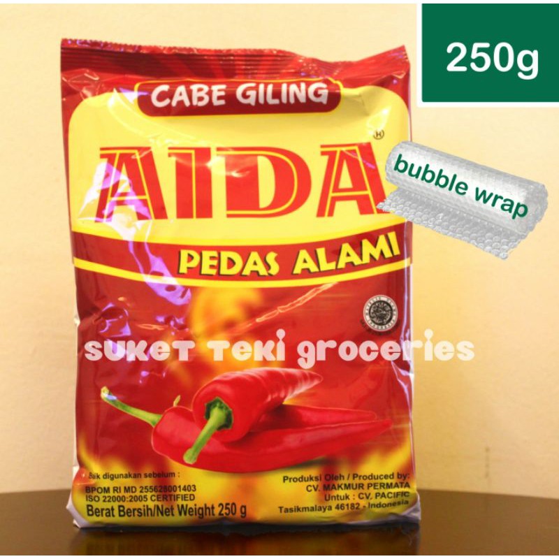 

Bubuk Cabai / Cabe Aida Giling Halus 250gr Serbaguna Pedas Alami