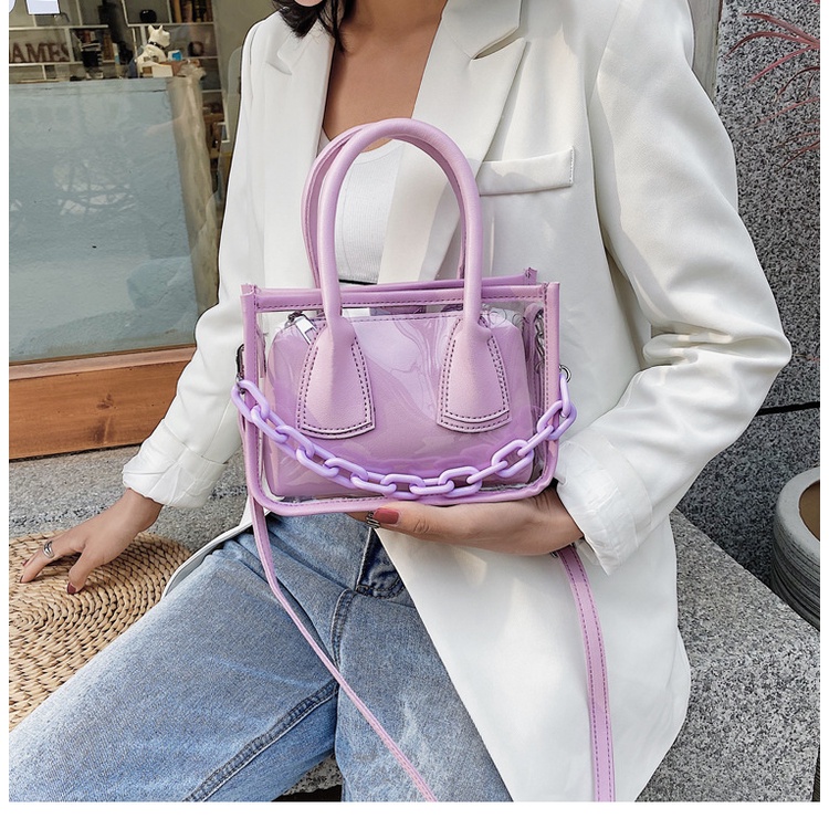 TAS SELEMPANG WANITA EUGENE TRANSPARAN FASHION KOREA KEKINIAN BENING TERBARU TERMURAH IMPORT SLING BAG BATAM